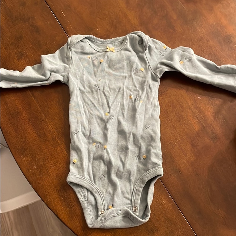 Baby One Piece Blue with Hedgehogs